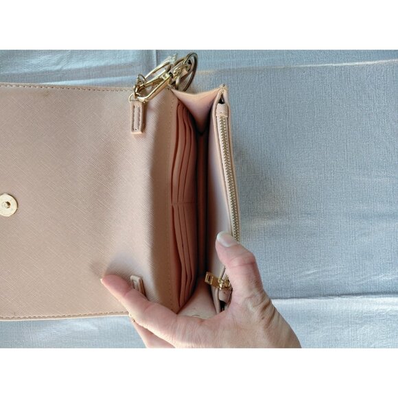 Bebe Shoulder Bag Chain Strap Pocketbook Brand Spellout Blush Pink Vegan Leather - Picture 10 of 16